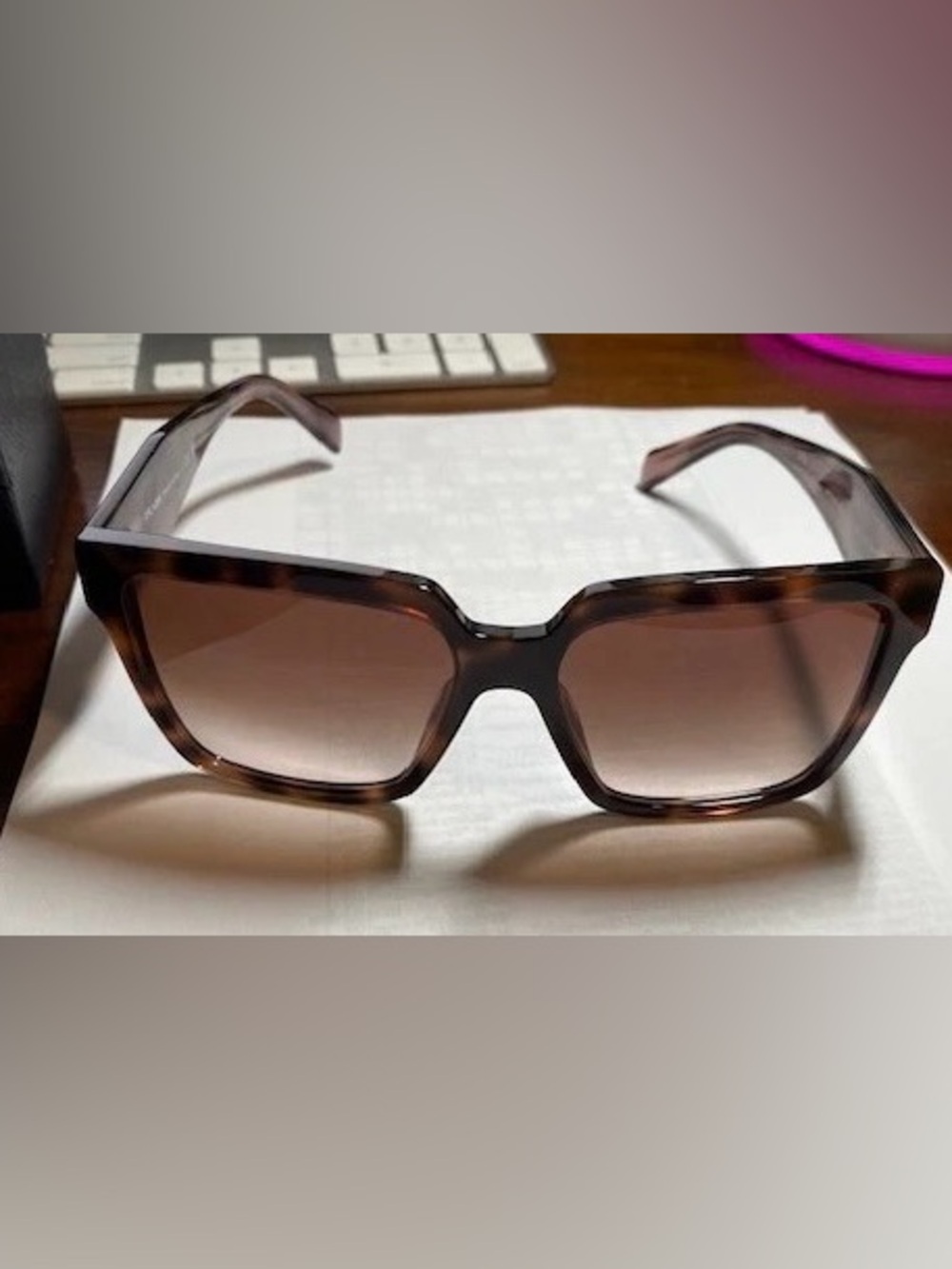 Prada Tortoiseshell Square Sunglasses with Brown Gradient Lenses - Picture 4 of 9